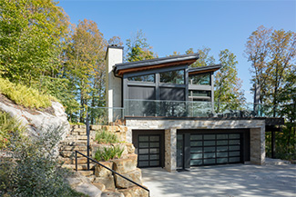 California Nature, 6' x 8'6" and 16' x 8'6", Black, Full vision door, Sandblasted glass