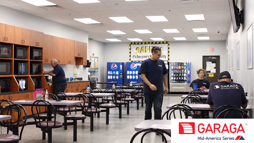 Employees taking a well deserve break in Garaga cafeteria