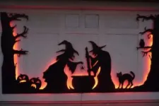 Hallowen decoration on a garage door