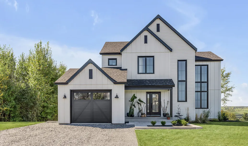 Princeton P-22, 10’ x 8', Black door and overlays, 8 lite Panoramic windows with Clear glass