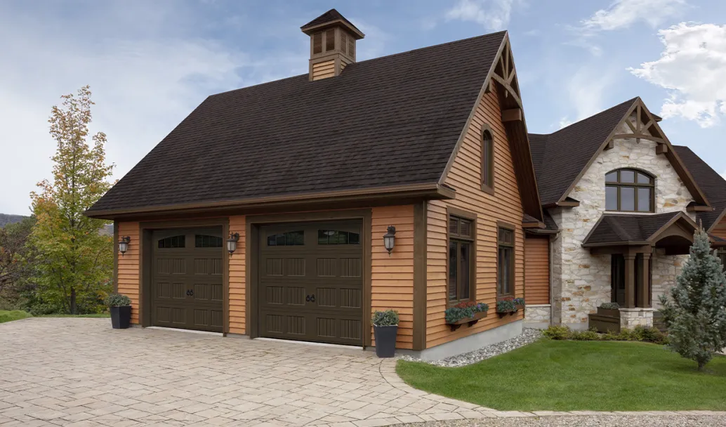 Village Collection I-1 Layout, Plank base, 9' x 8', Brown, windows with Richmond Arch Inserts