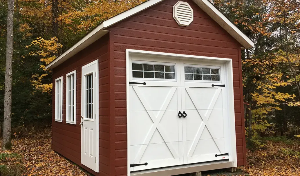 Eastman E-21, 8' x 7', Ice White door and overlays, 8 lite Orion windows