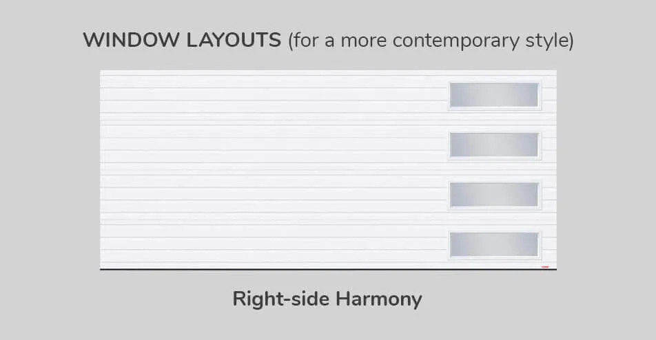 Window layouts, 16' x 7', Right-side Harmony