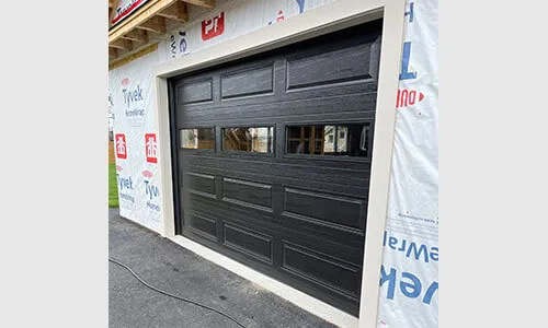 Standard+ Classic XL garage door, 12' x 8', Black, Clear windows