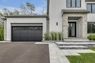 Cambridge CL, 16' x 8', Black door and overlays, Panoramic windows with Clear glass