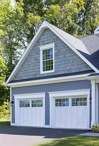 Princeton P-13, 9' x 7', Ice White doors and overlays, 8 lite Panoramic windows with Clear glass