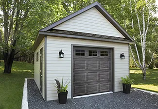 Standard+ Shaker-Flat CC, 7' x 7', Weathered Grey Faux Wood, Orion 4 lite windows