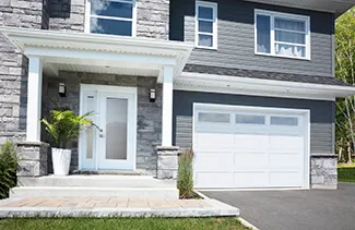 Standard+ Shaker-Flat XL, 12' x 8', Ice White, Chincilla windows. Coordinated with entry door from Novatech with Chinchilla glass