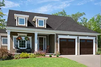 Village Collection V Layout, Flat base, 9' x 8', Dark Walnut Faux Wood, windows with Double Stockton Arch Inserts