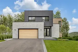 Moderno Echo, 14' x 7', Natural Oak HD Wood Tone door. Novatech's Uno entry door.