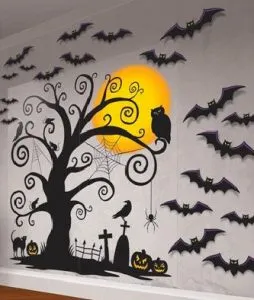 Halloween decoration on a garage door