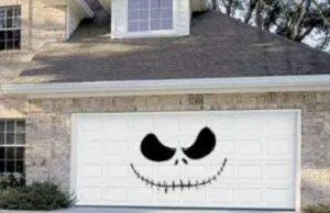 Halloween decoration on a garage door