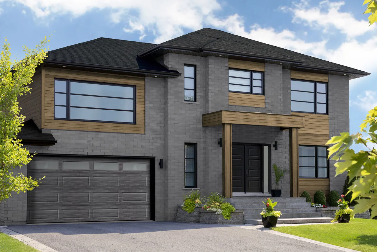 Standard+ Shaker-Modern XL, 16' x 8', Iron Ore Walnut, Satin windows