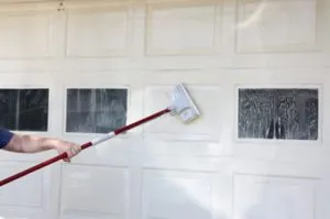 washing a door with soap