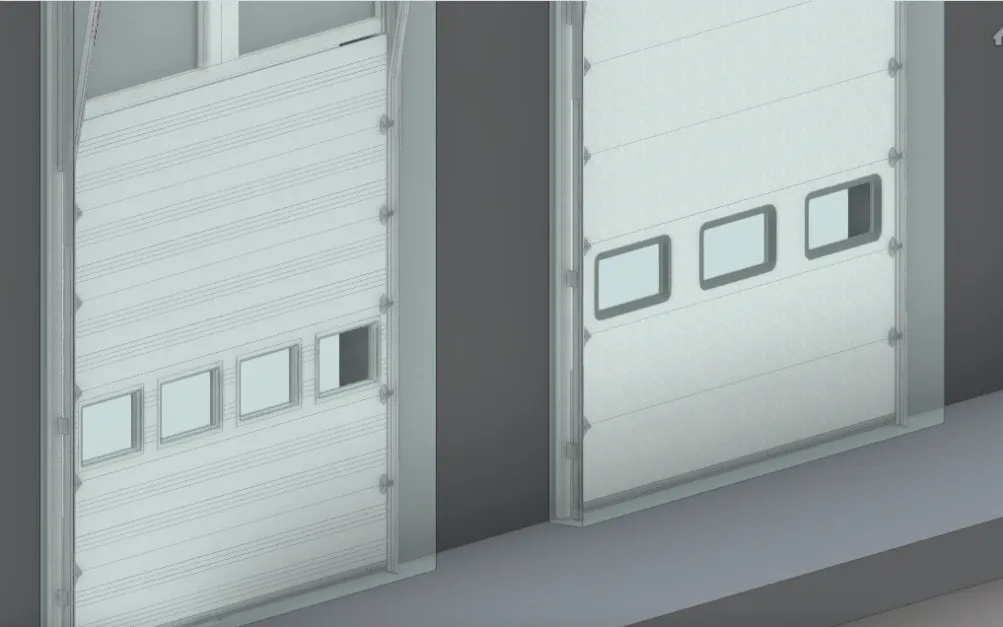 Revit technical drawing of 2 Garaga commercial garage doors