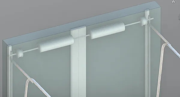 Details of the interior of the Rvit technical drawing for a Garaga commercial garage door, showing the location of the wood frame, springs, etc.