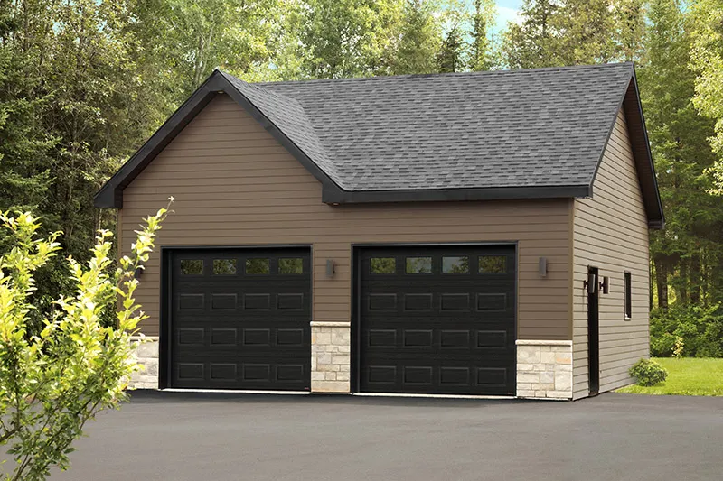 Standard+ Classic CC garage door, 9' x 8', Black with Clear windows