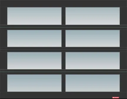 California garage door, 9’ x 7’, Black aluminum frame