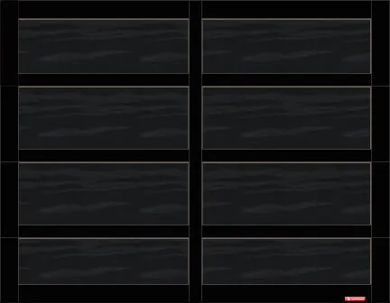 Cambridge CL garage door, 9’ x 7’, Black door and overlays, Clear Panoramic windows