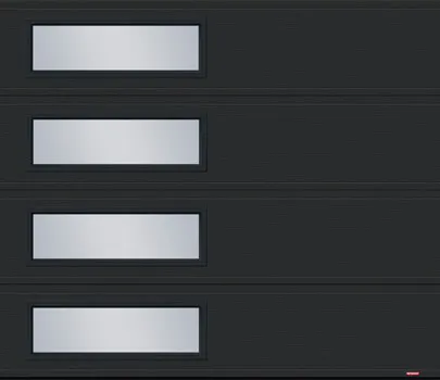 Moderno 2 beads garage door design in Black Colour with Left-Side Harmony windows