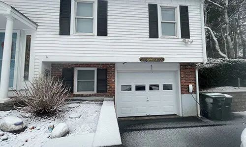 Acadia 138 Classic CC garage door, 9' x 6', Ice White, Clear windows