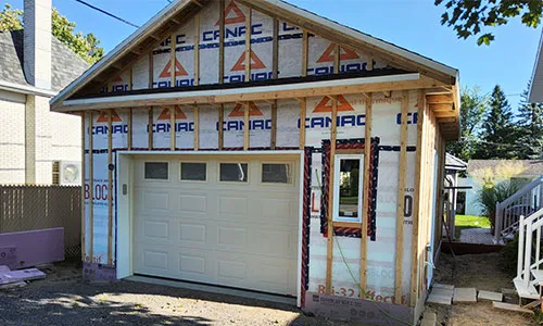 Standard+ Classic CC garage door, 10' x 6', Desert Sand, White Sandblasted windows 