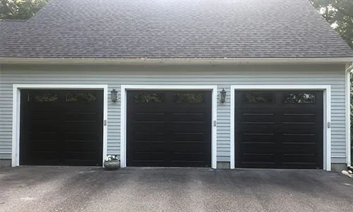 Standard+ Classic XL garage door, 9' x 8', Black, Clear windows