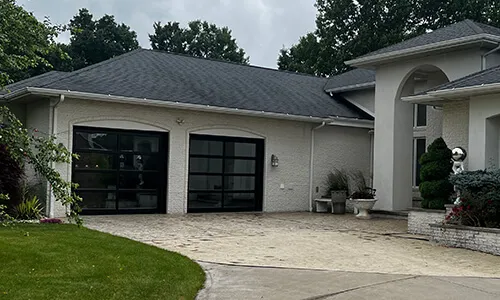 California garage doors, 9' x 8', Black aluminum frame, Graylite glass