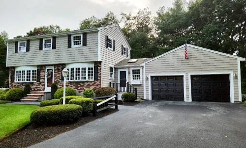 Acadia 138 Classic CC garage door, 9' x 7', Black, Clear windows