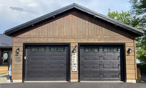 Standard + Classic XL garage door, 9' X 7', Black, Cachet Stained Glass