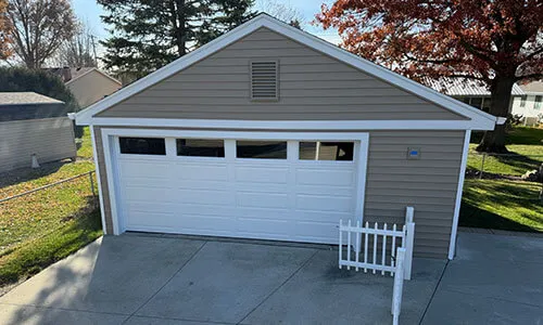 Regal Classic Long garage door, 15' x 6', White, Clear windows