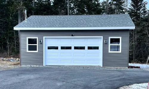 Acadia 138 Classic XL garage door, 16' x 8', Ice White, Clear windows