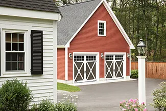 Eastman E-21, 9' x 8', Moka Brown doors and Ice White overlays, Panoramic 8 lite windows