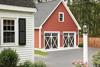 Eastman E-21, 9' x 8', Moka Brown doors and Ice White overlays, Panoramic 8 lite windows